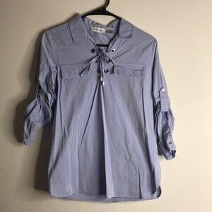 Calvin Klein Women's Lace Up Poplin top size medium